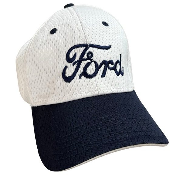 Ford White Navy OSFM Adjustable Baseball Cap Classic  Hat Mesh Embroidered - Picture 3 of 13